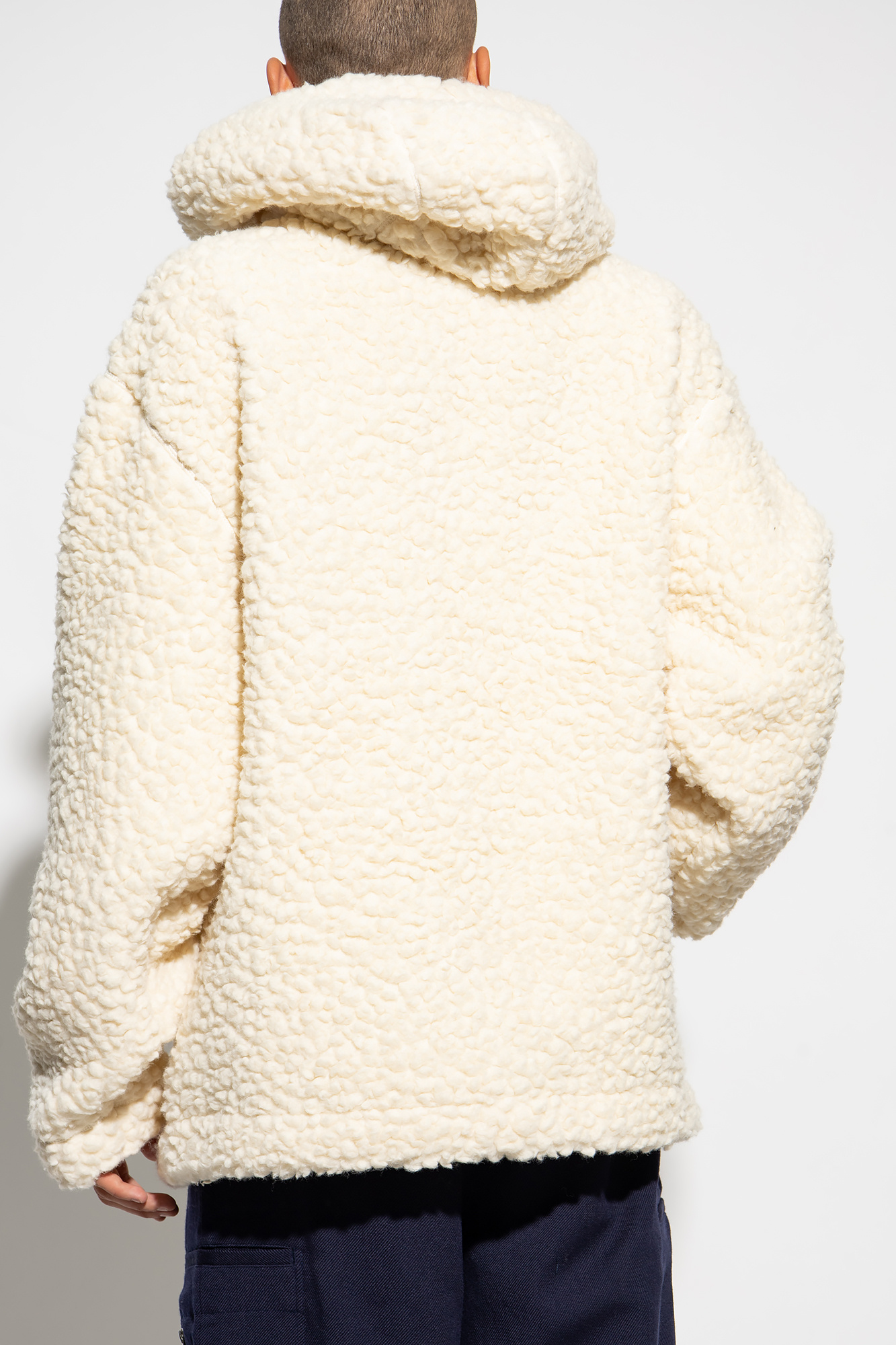 Cream faux shop fur hoodie